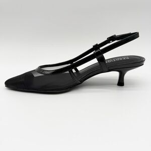 Kenneth Cole Reaction Maggie Slingback Mesh Kitten Heel Pumps Black 5.5 NEW